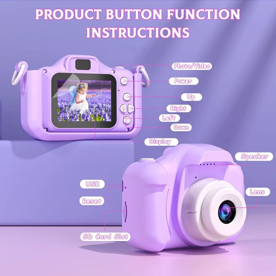 Kids Camera Digital - Cute, Durable & Easy to Use, 1080P Photo/Video for Toddlers 3-10, Best Gift with 32GB Card Included.Suitab