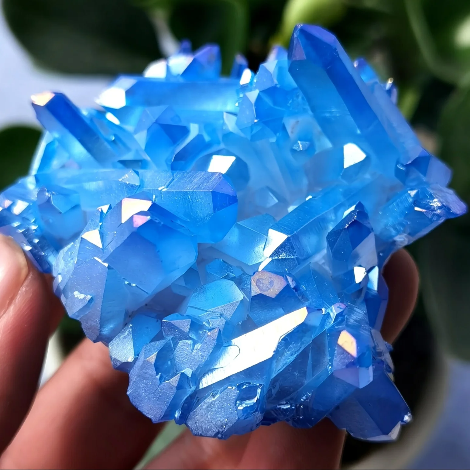 Natural Blue Aura Quartz Cluster Crystal, Home Decoration, Holiday Gift, Specimen Collection