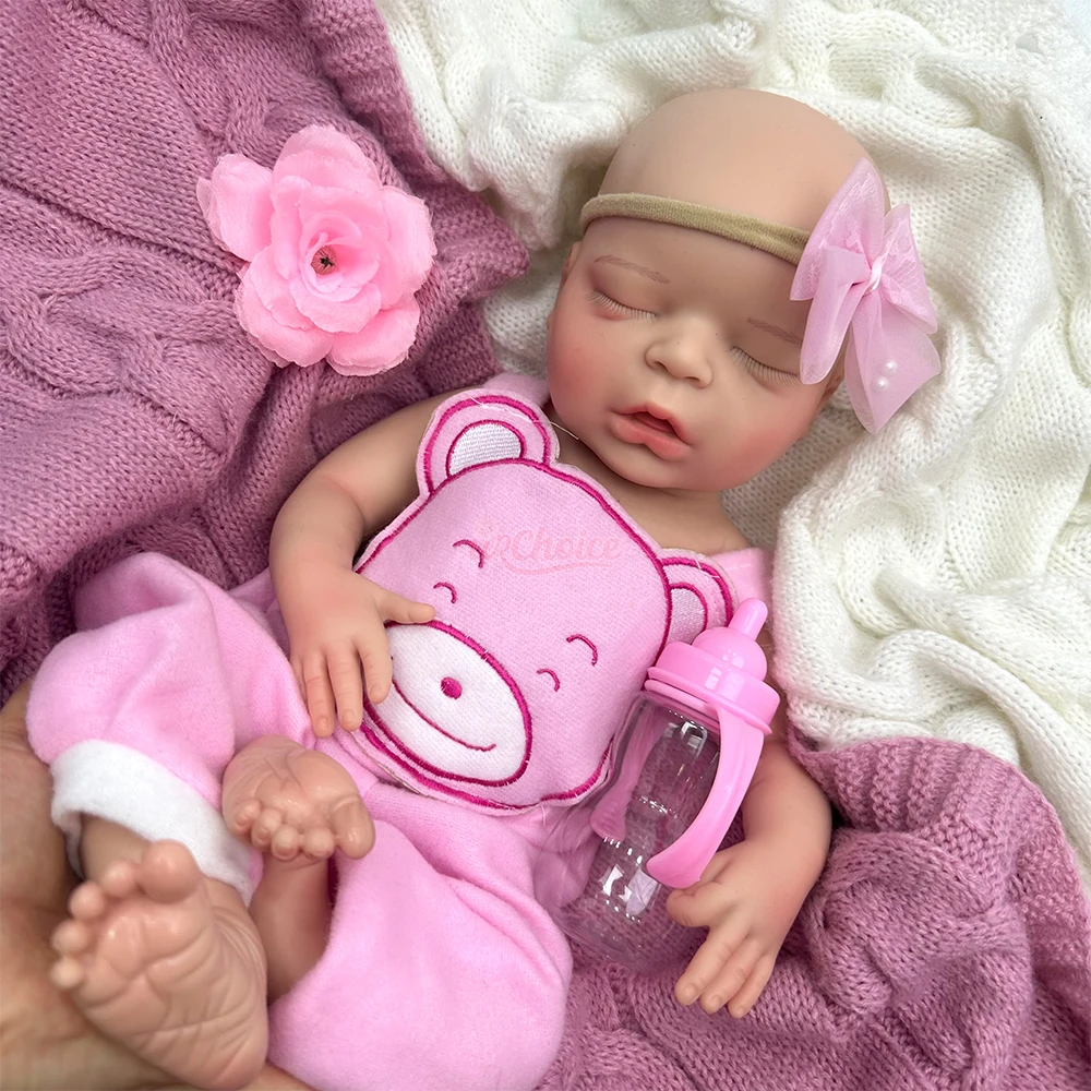 18Inch Emotional Support Doll Full Soft Weighted Silicone Reborn Girl with Realistic Feel Newborn Doll for Alzheimer's Gift