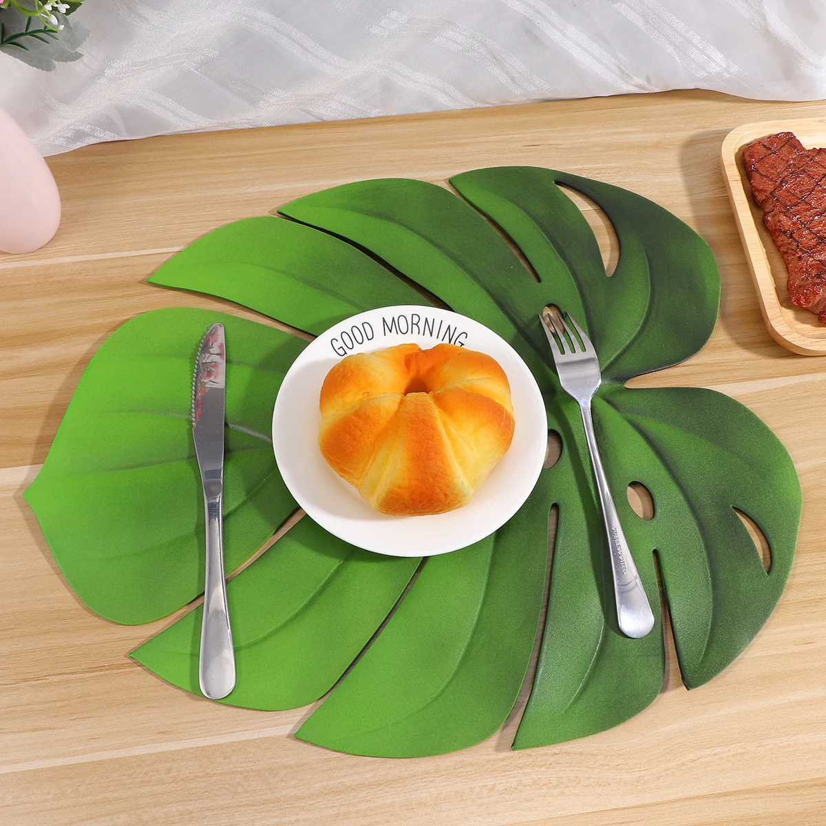Mantel Individual EVA con forma de cuenco de hoja de tortuga, impermeable, a prueba de aceite, tapete para taza de té, mesa de comedor, decoración del hogar, 2 uds.