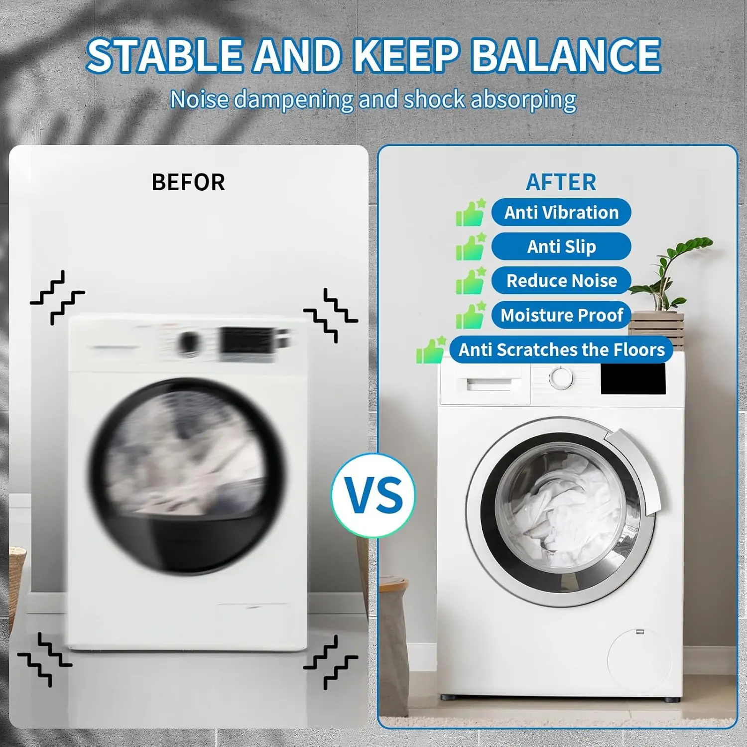 Anti-Vibration Washing Machine Feet Pad Silicone Non-Slip Mat Universal Silent Heightened Mat Refrigerator Feet Fixed Pad