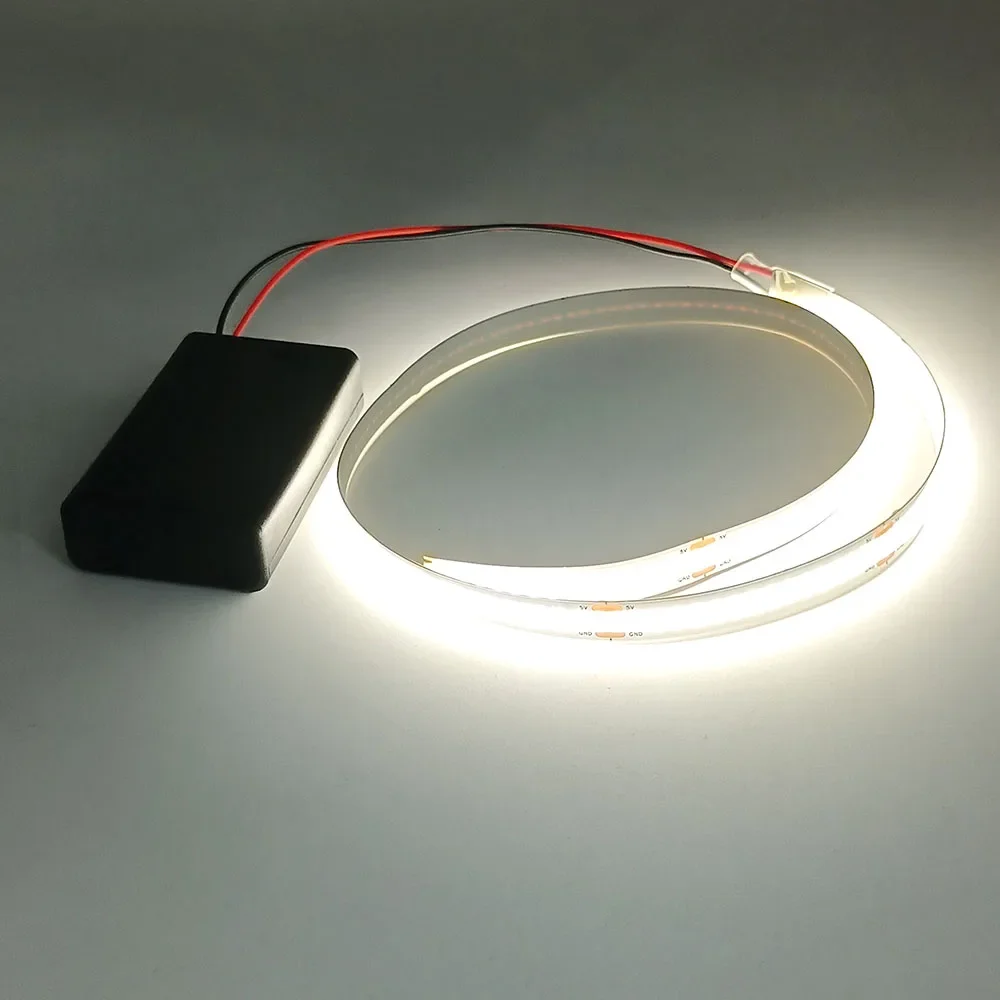 5V LED Strip Light COB SMD with Battery Box Battery Powered White Light Warm White RGB Red Green Blue 2M Décoration Maison