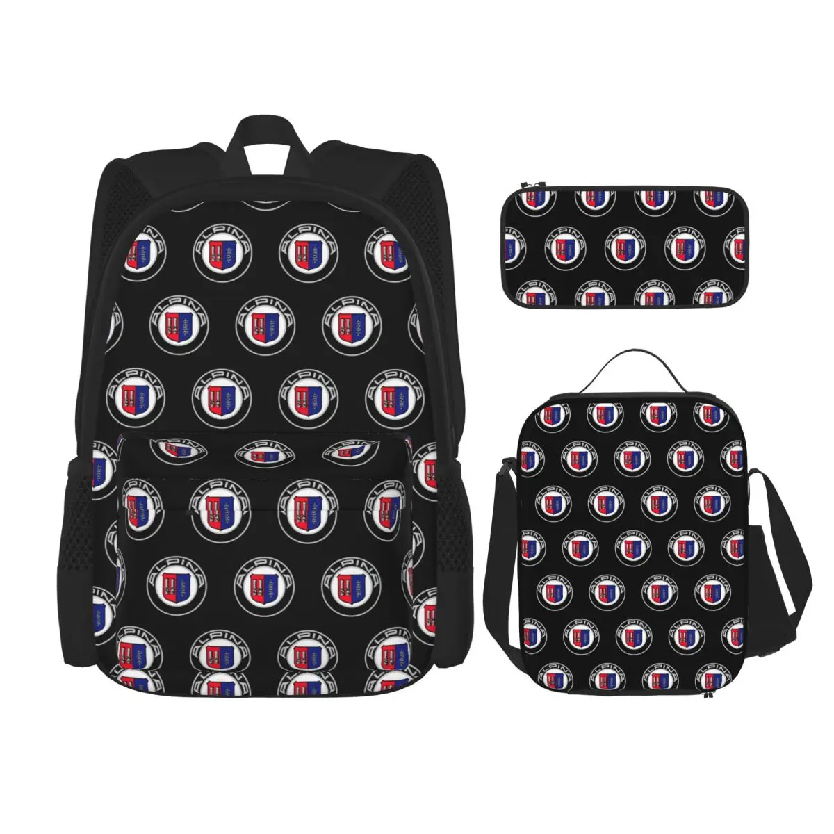 

Alpina - Classic Car Logos Backpacks Boys Girls Bookbag Children School Bags Kids Rucksack Lunch Bag Pen Bag Three-Piece Set