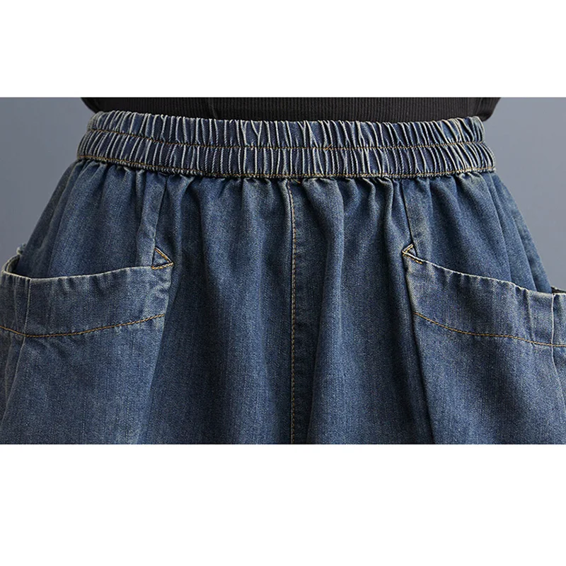 OHRYIYIE Blue Summer Loose Wide Leg Denim Jeans Shorts Women 2023 New High Waist All Match Short Pants Female Large Size Shorts