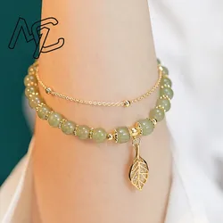 Natural Jade Leaf Bracelet Bangle Real Jewelry Fashion Charm Gemstone Vintage Designer Accessories Lucky Gifts for Women Girl