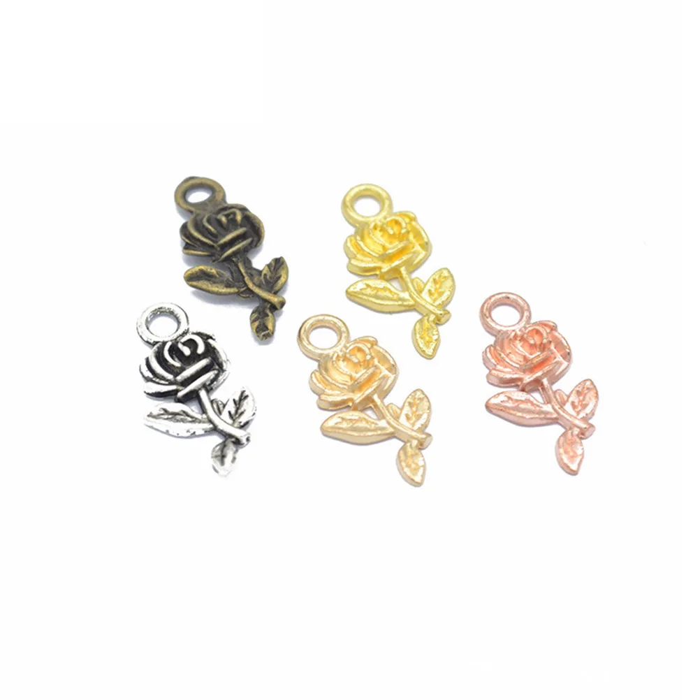 

100pcs Alloy Pendants DIY Jewelry Making Rose Shape Charms for Bracelets Necklace Earrings Crafts Projects Accessories