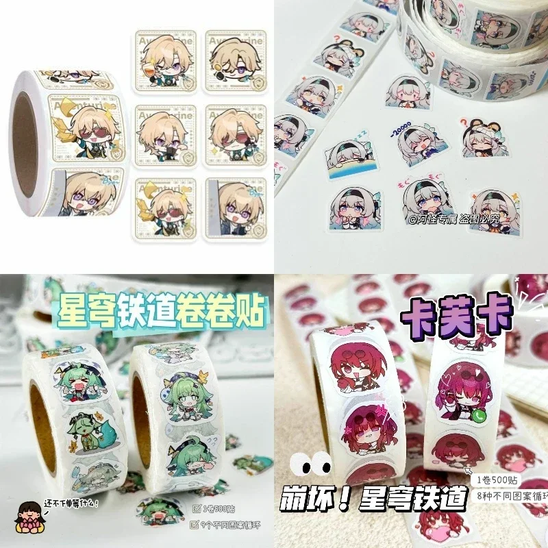 

Honkai:Star Rail 500 Stickers/Roll Aventurine PVC Waterproof Sticker for Seal Labels Round Labels Handmade Stationery Sticker
