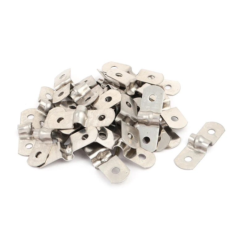 30pcs 5mm Clamping Range 13mm Width Metal Adjustable Hose Clamp Hoop Two Holes U Saddle Hose Tube Pipe Holder Strap Clamp Clip