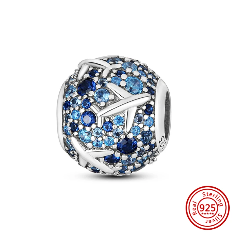 2026 Heißer Verkauf Charms Perle 925 Sterling Silber Blauer Schmetterling Leuchtender Glühwürmchen-Anhänger Passend für Armreif Armband Halskette DIY Schmuck
