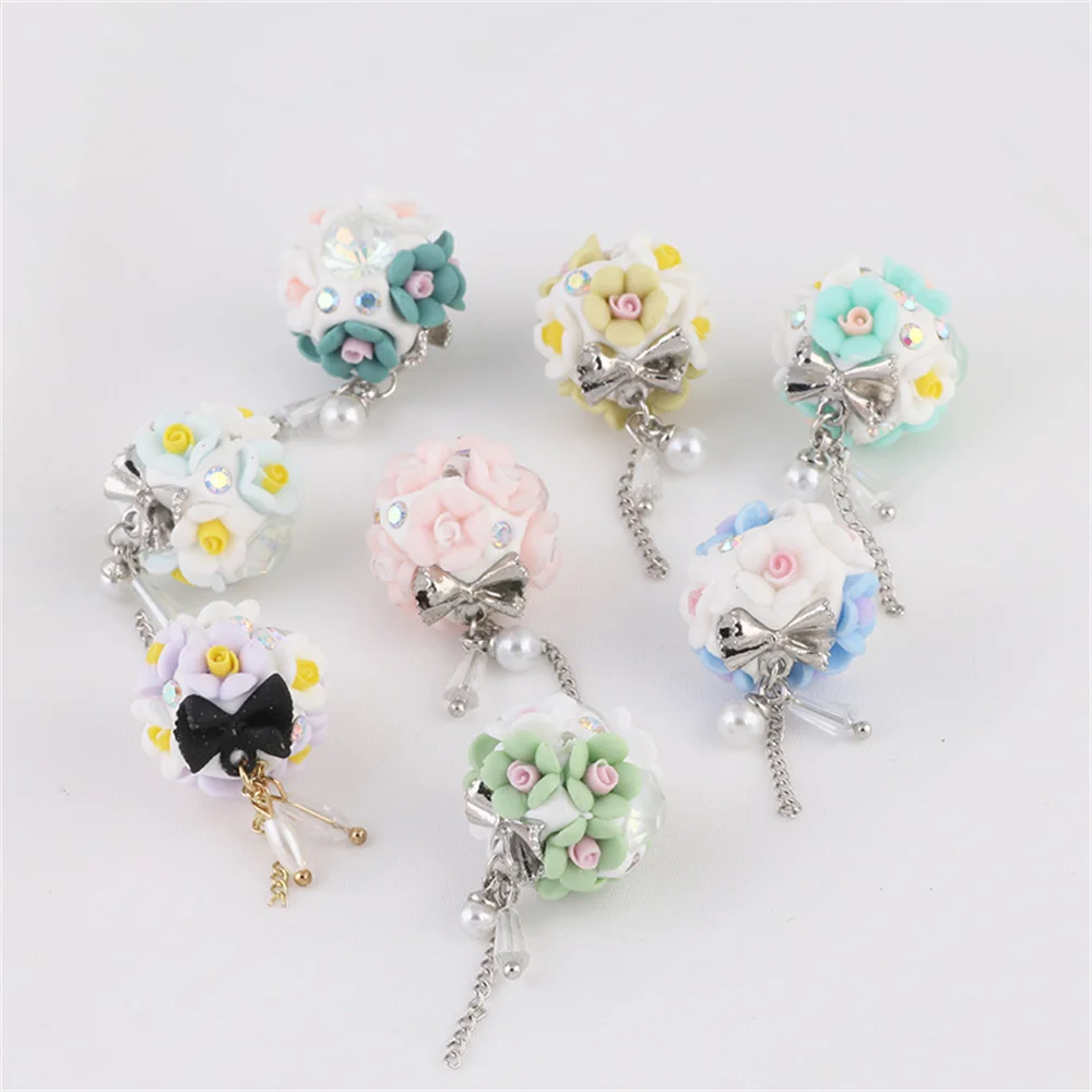 ST58 Nightglow Gemstone Tassel Flower Soft Pottery Nepalese Straight Hole Beads DIY Handmade Key Necklace Accessories Material