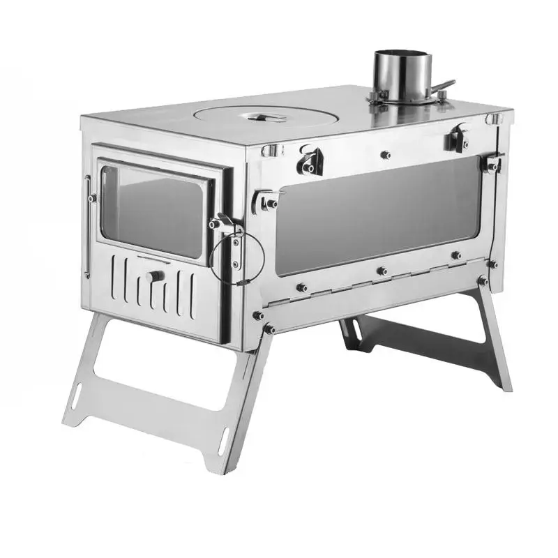 

Portable Folding Lightweight Stainless Steel Wood Burning Stove Camping Bbq Hiking Ice Pit Tent Titanium Outdoor Fire Fishing