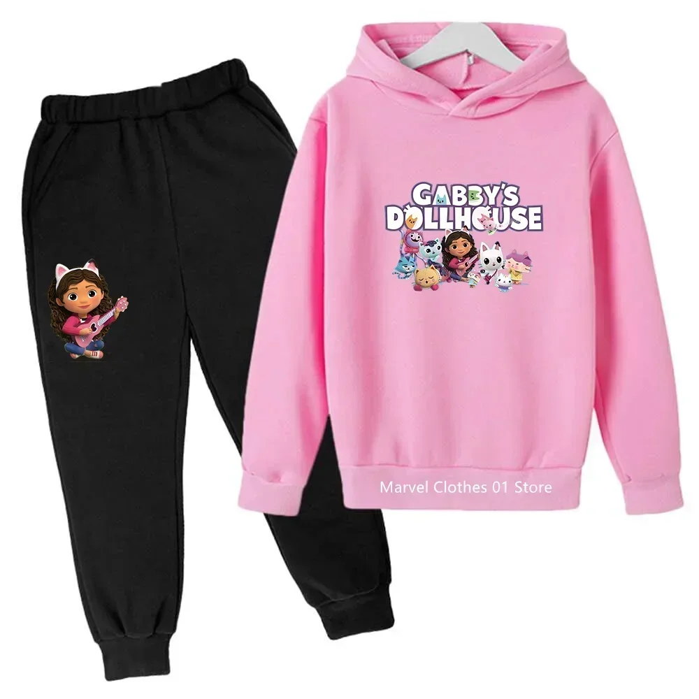 Kids Gabby Cats Hoodie Toddler Girls Gabbys Dollhouse Clothes Baby Boys Long Sleeve Sweatshirt Sets Autumn Children's Clothing