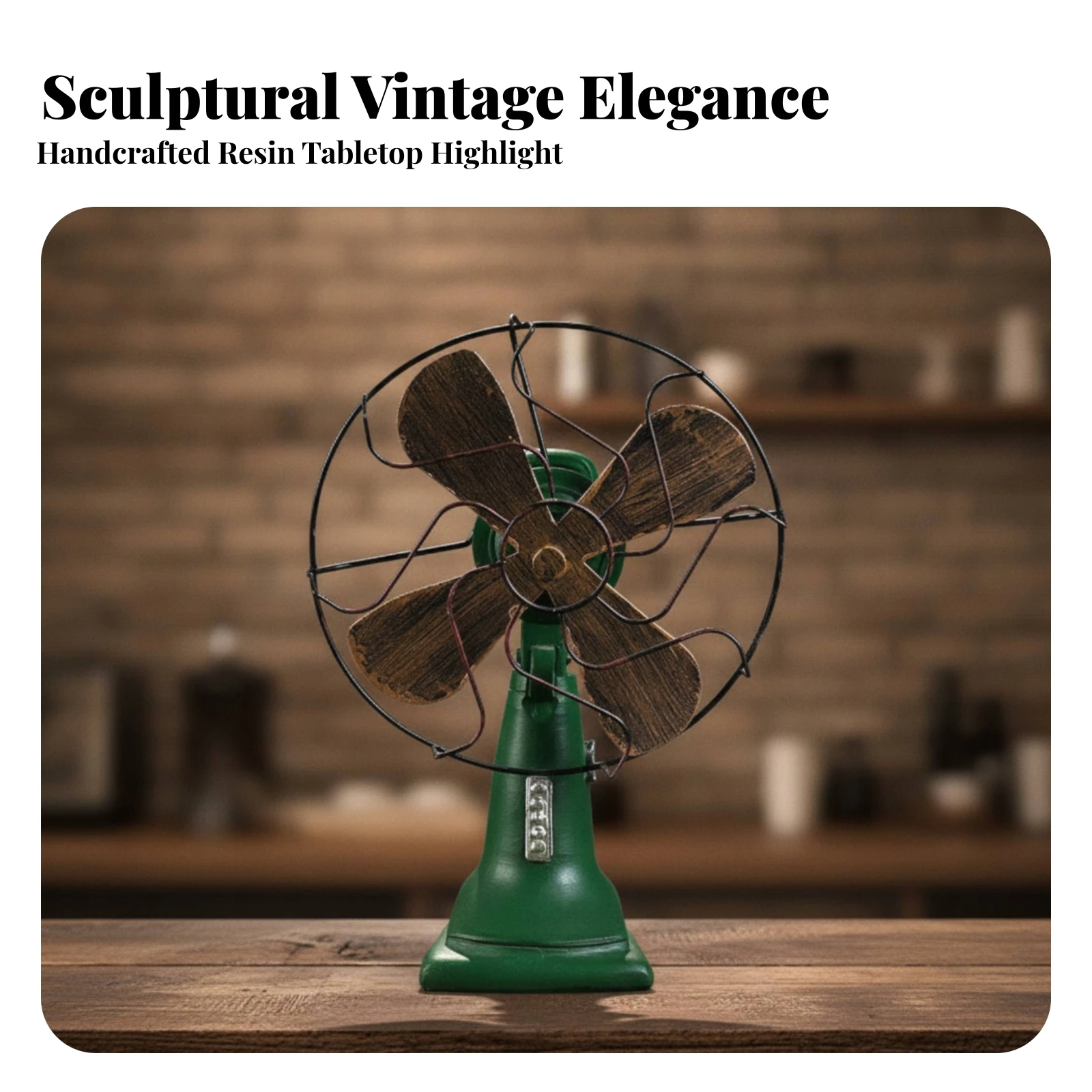 Retro Fan Display Prop with Distressed Blades Tabletop Size Vintage Electric Fan Decor Plastic Resin for Shop Window