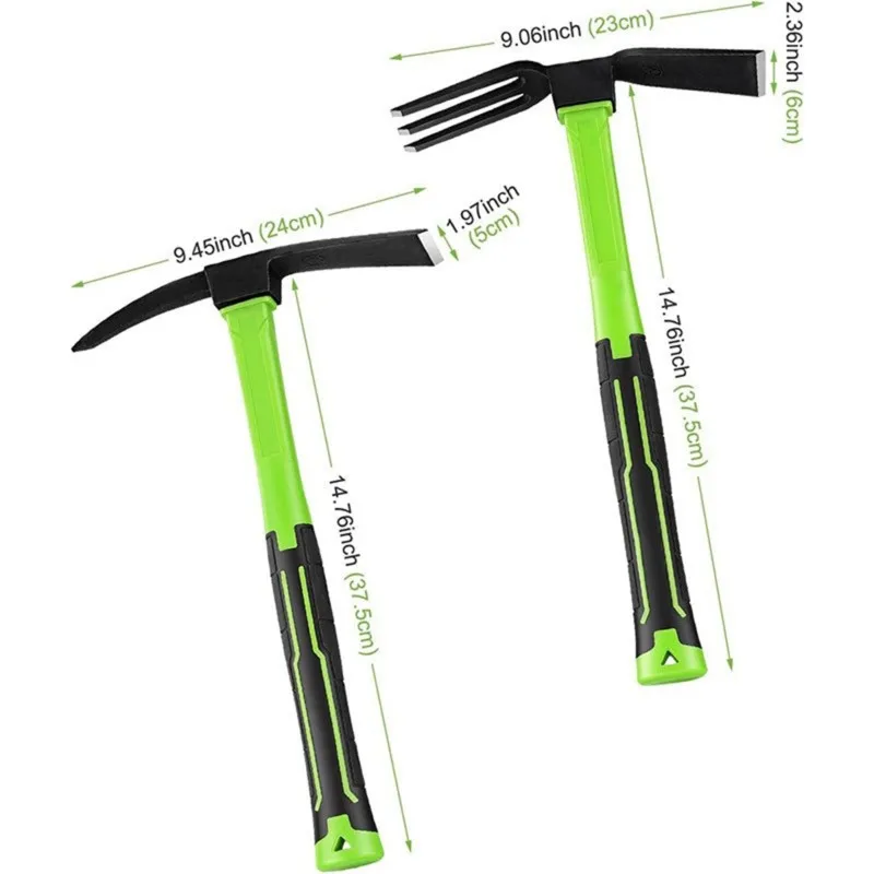 YANA50I Garden Hoe And Cultivator 2-Piece Hand Tool Set-Heavy Duty Hand Hoe, Rake& Pickaxe Digging Tools For Gardening