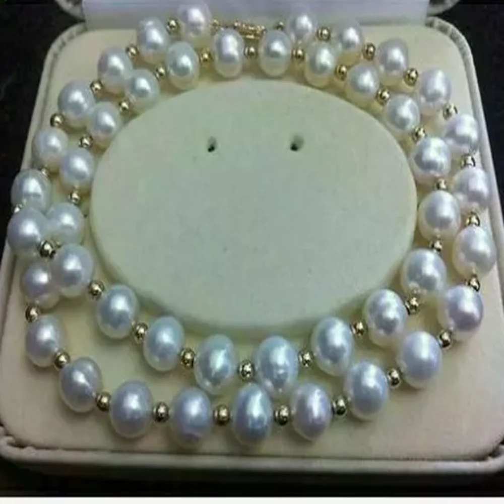 Bestselling AAA 9-10mm White South Sea Pearl Necklace with 14K Gold Buckle 18/36inch