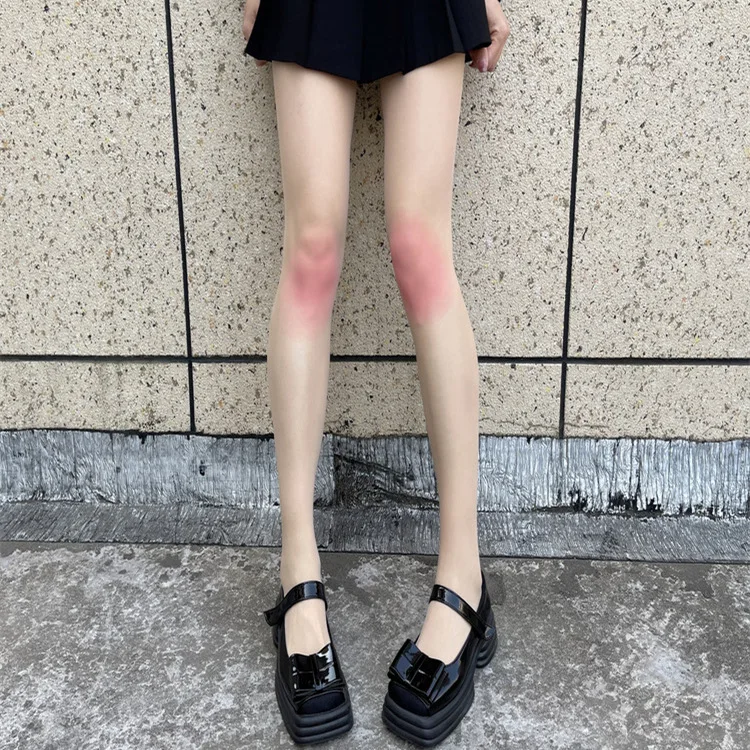 Powder blusher silk stockings thin pure white silk JK sweet Japanese Loli leg white jumpsuit socks