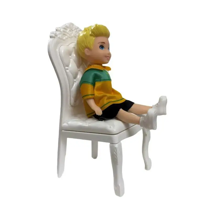 Hot Sale High Quality Miniature Dollhouse Furniture 9 Items Dinner Table Set =1 Table+6 Chair+2 PCS 5.5 Inch Dolls For Child DIY
