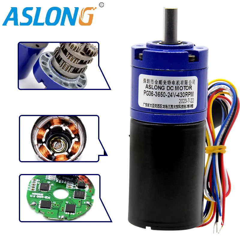 planetary metal reducer with 12v dc brushless motor low noise long life  VSP Speed govering cw/ccw FG Signal feedback PG36-3650