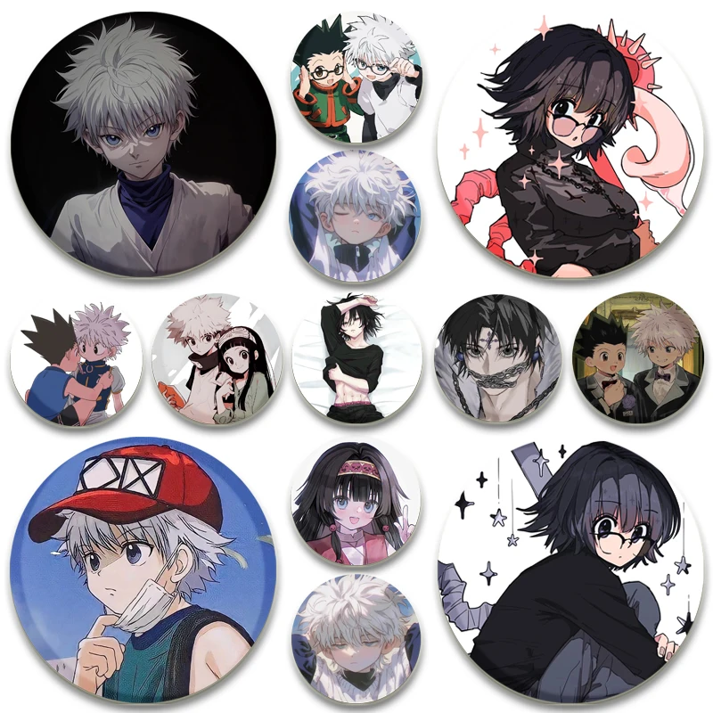 Round Pin Hunter X Hunter HD Print Anime Brooches Zoldyck Killua Kurapika Freecss Gon Cartoon Badge for Backpack Accessorie Gift