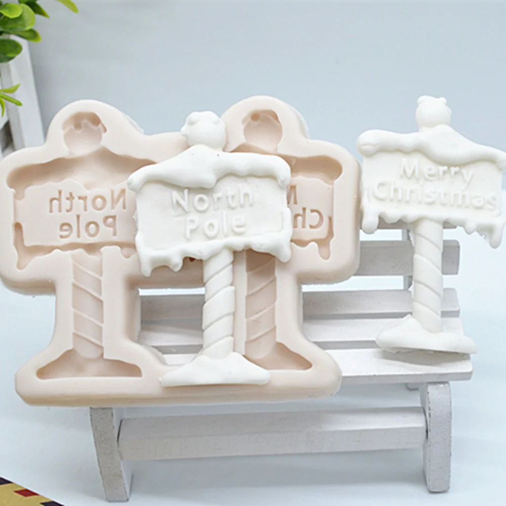 Chocolate Road Sign Silica Gel Christmas Cake Baking Accessories Mold Art Resin Mold Kitchen Manufacturing Mold