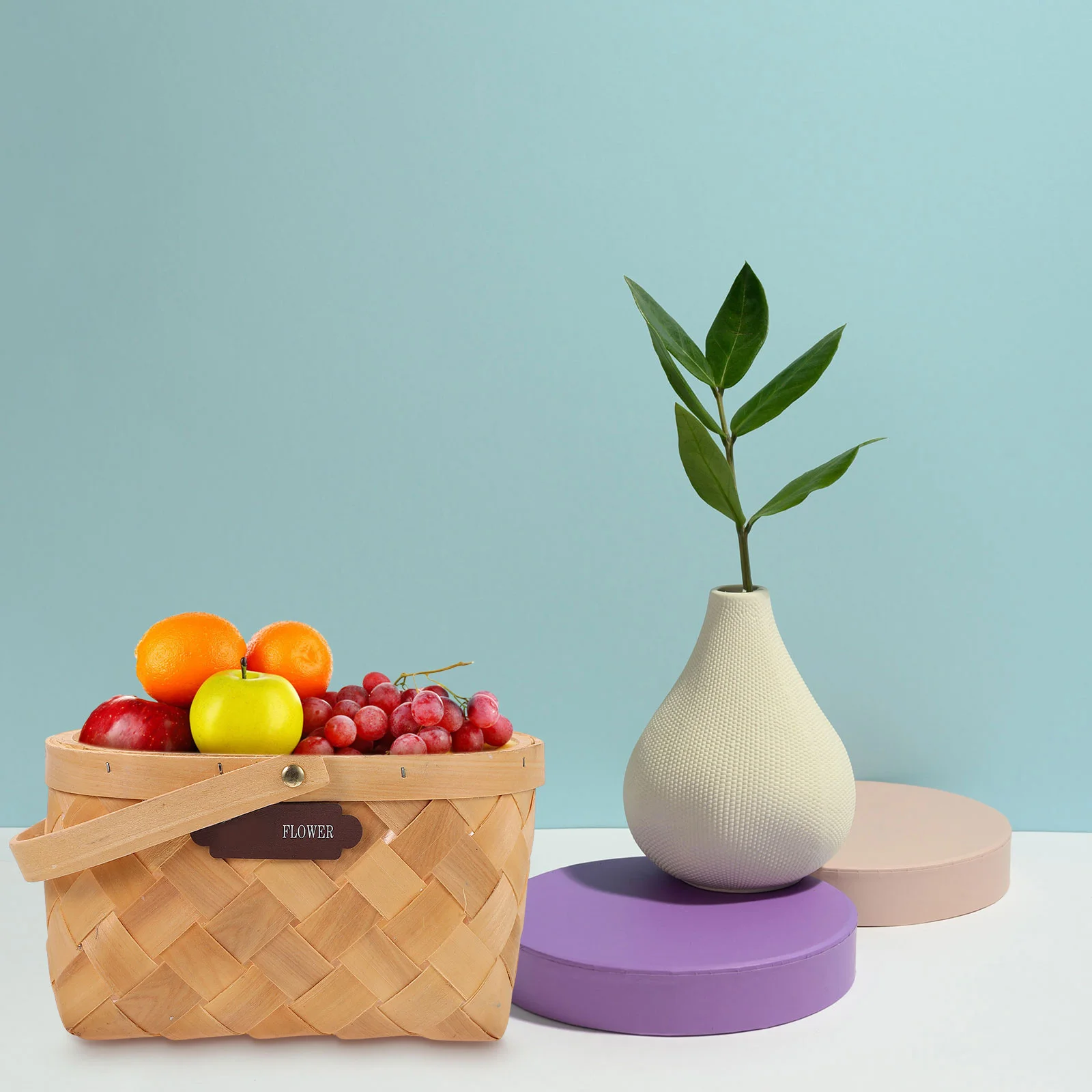 

1Pcs Handwoven Wooden Basket Portable Fruit Holder Flower Storage Tote Basket Creative Storage Box for Home Outdoor Banquet