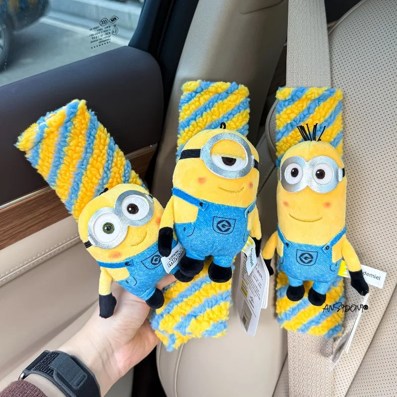 

Anime Minions Themed Car Seat Belt Shoulder Protector Auto Accessory Interior Decoration Gift for Women Best Friend New Car Cute