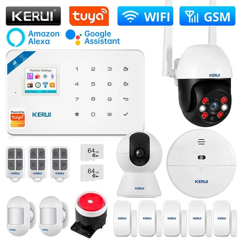 

KERUI W181 Alarm System for Home Support Alexa WIFI GSM Alarm Tuya Smart Motion Sensor Detector Door Sensor Wired Siren