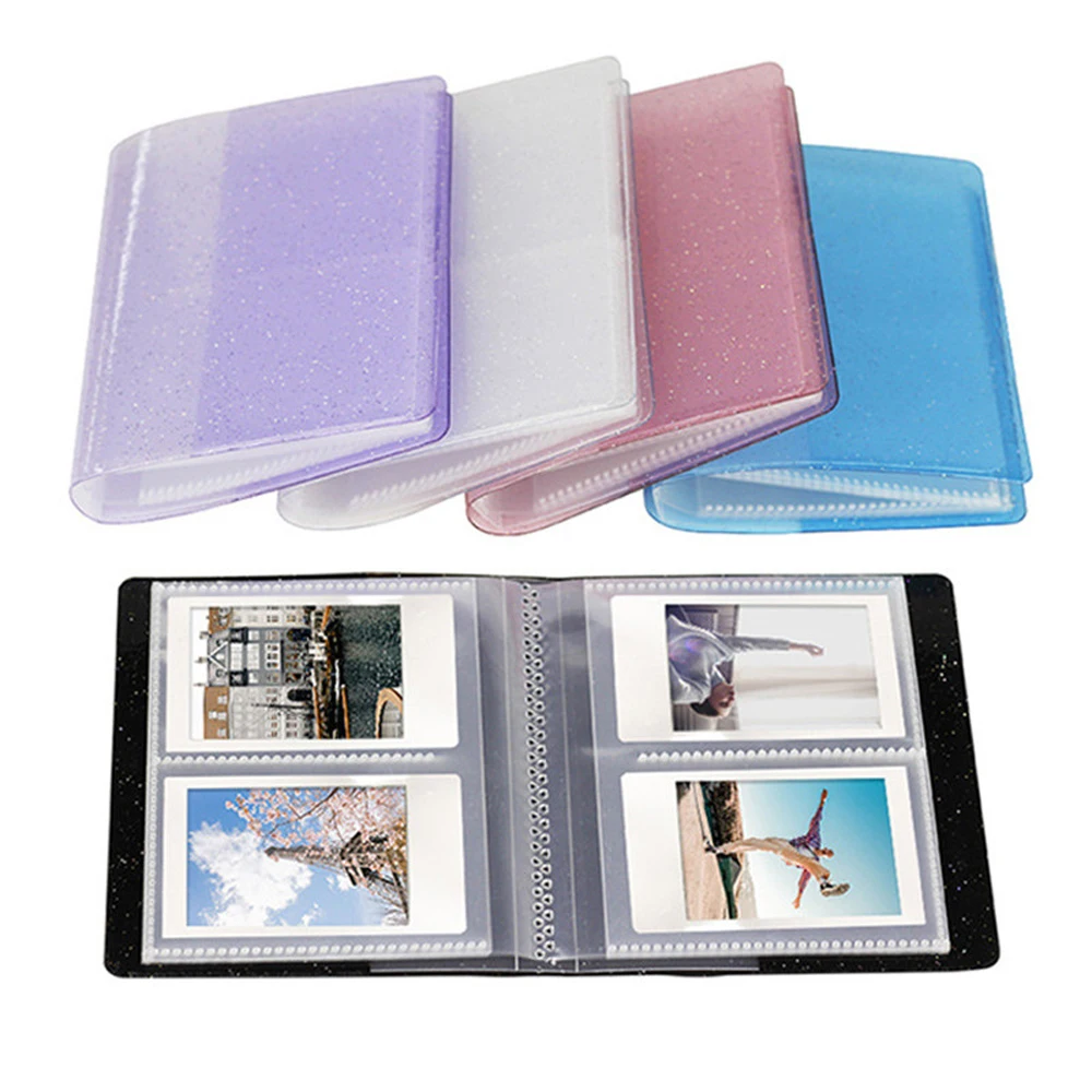 

Card Sleeve LOMO Cards Transparent Bling Cover 64 Capacity Binders Albums Card Stock Cards Mini Holder Photo Album