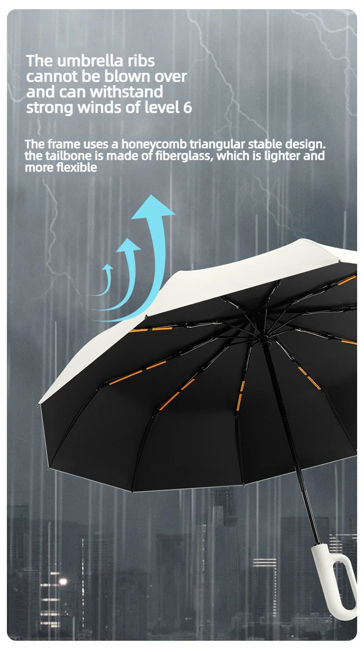 Ring-Schnallen-Design 20-Rippen Vollautomatischer Regenschirm für Herren Faltbarer Extra Großer Starker Sonnenschutz Doppelschirm für Damen – Detail 11