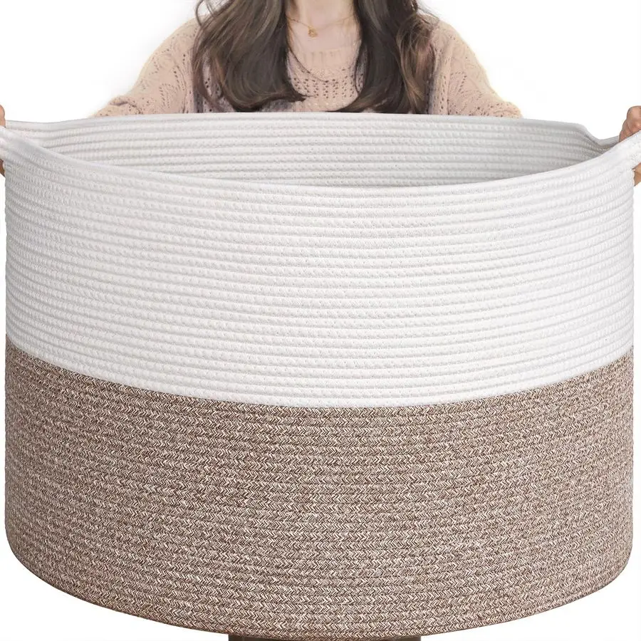 

Очень большая корзина для одеял объемом 115 л, корзина из плетеной веревки 23,5x23,5x15,8 для хранения, хранилище детских игрушек для детской комнаты, Mele