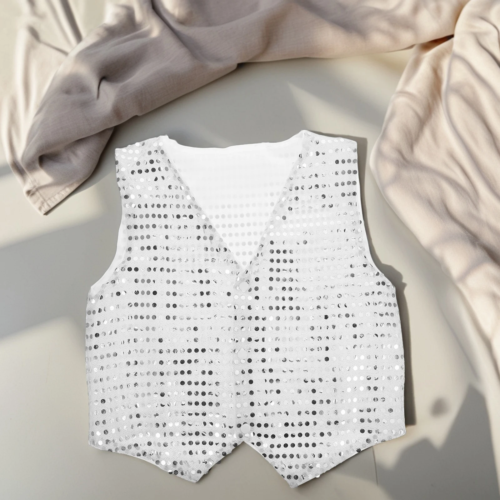 

Disco Children Clothing Sequin Jacket Party Performance Costume Vest 70s Supply Kids Dance Outfits Stage Jazz Style Comfort