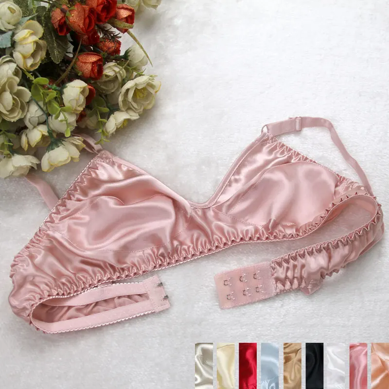 Hot selling 100% mulberry silk double-sided silk without sponge and steel ring, ultra-thin bra and silk underwear this summer