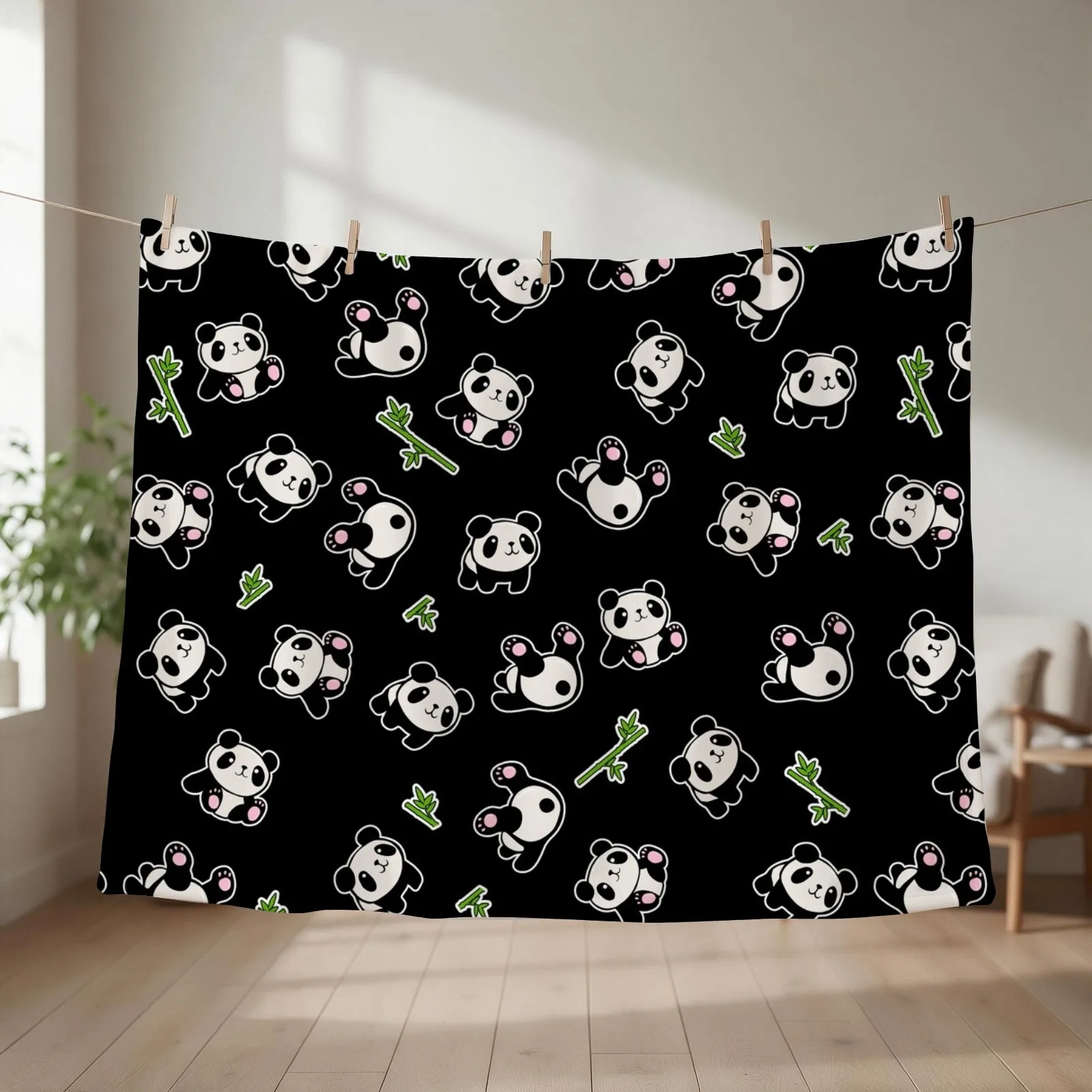 Panda pattern Throw Blanket couch cozy soft plush fuzzy picnic outdoor blanket