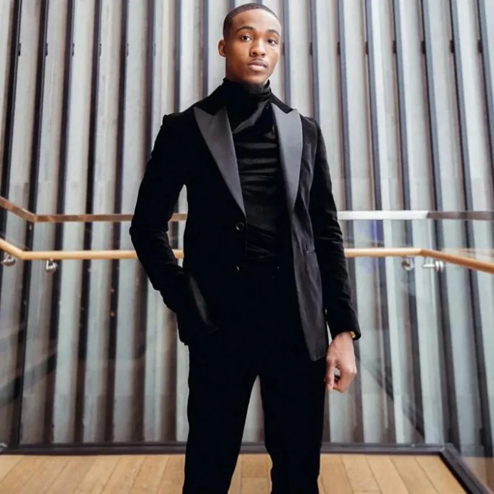 

Men's suit Slim-fitting wedding tuxedo 2-piece black peaked lapel suit Formal suit with jacket and pants