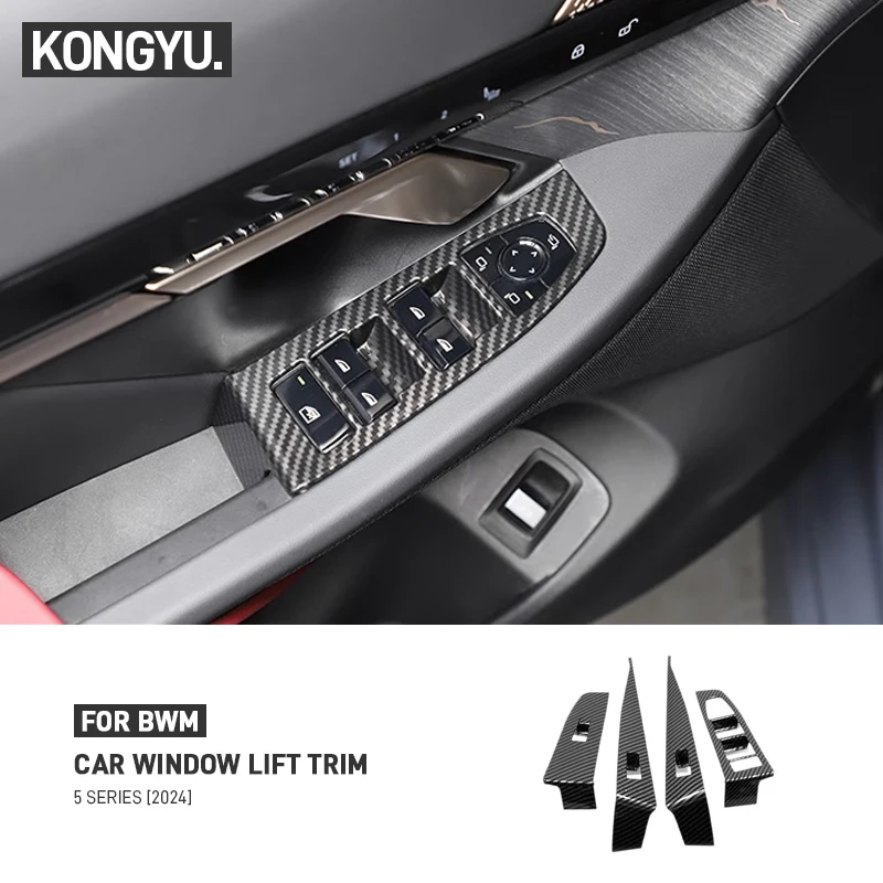

Для BMW 5 серии G60 G68 2024, настоящее углеродное волокно, переключатель подъема окна автомобиля, панель, рамка, накладка, декоративные наклейки, аксессуары