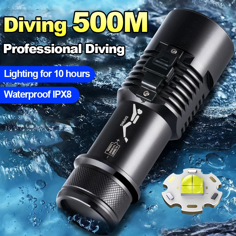 

Powerful Professional Diving Flashlight High Power LED Flashlight Diving Light Underwater Light Scuba Diving Waterproof Light