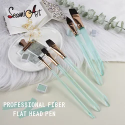 SeamiArt 1pc Flat Nylon Hair Crystal Handle Artist Painting Brush for Watercolor Gouache Acrylic Oil Art Supplies