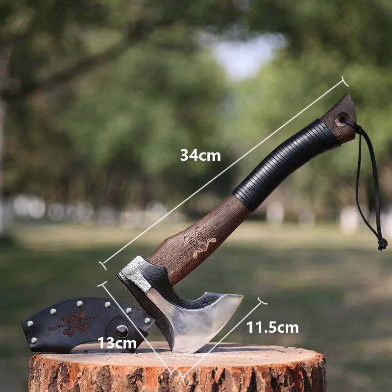 Camping hand axe, portable tactical camping survival tool in the wild, chopping wood and bones, collecting and playing.