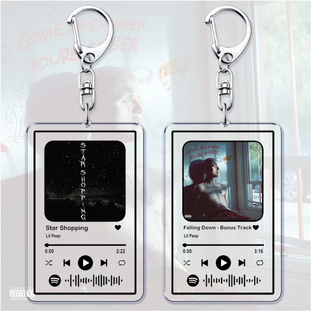 Singer Lil Peep Keychain for Women Accessories Star Shopping Beamer Boy Music Playlist Code Keying Jewelry Friends Fans Gifts