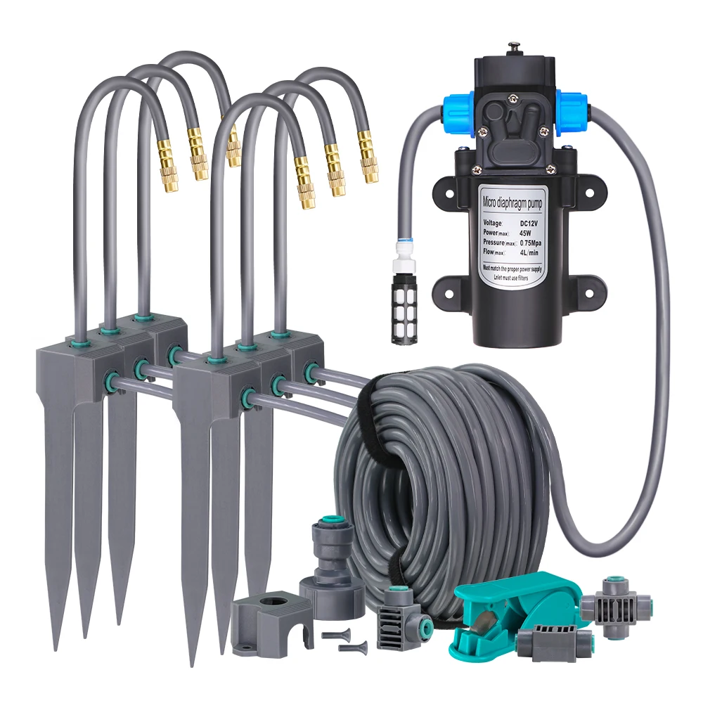 5-30M Self-priming Pump 360 Flexible Brass Nozzle Misting Cooling Systems Quick Push Connecter for Garden Spray Irrigation Kit