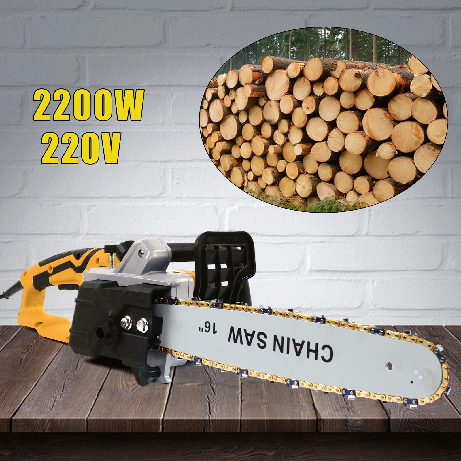 Electric Chain Saw 16inch Tree Cutting Machine Garden Woodworking Tool 2000W