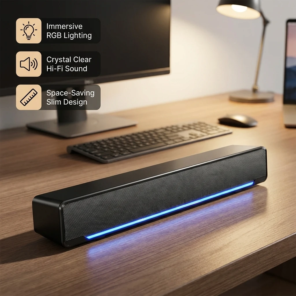 Barra de sonido con cable e inalámbrica Bluetooth 5,0, altavoz para TV, barra de sonido con subwoofer, barra de sonido inalámbrica Bluetooth para TV y portátil