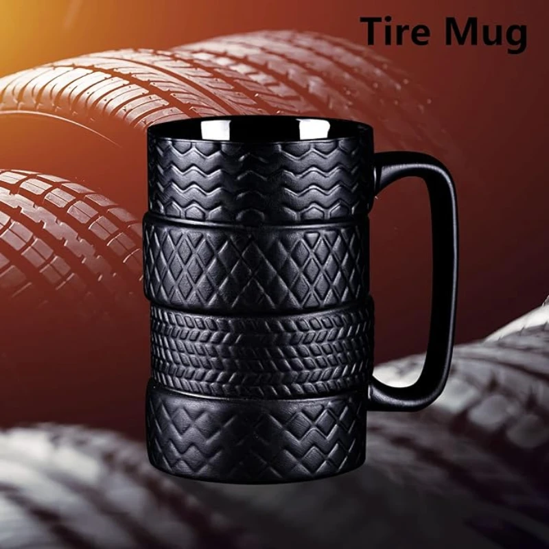 Creative Coffee Mug Large Capacity Ceramic Cup Personality Tire Shaped Cup Novelty Tea Milk Mug Water Bottle Drinkware Gift