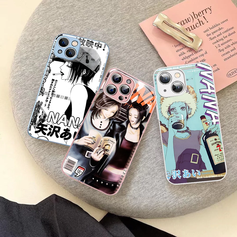 Anime Nana Osaki Line Phone Case Tempered Glass For iphone 14 13 12 11 Pro Mini XS MAX 14Plus X XS XR Fundas