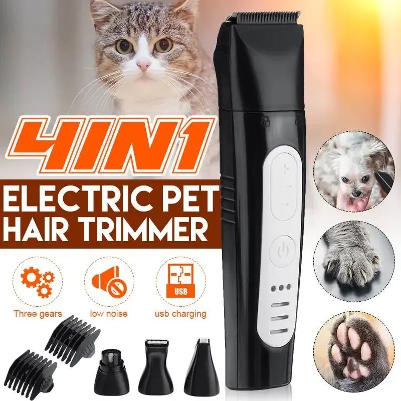 4 In1 Professional Pet Foot Hair Trimmer Dog Growing Clipper USB Rechargeable Butt Ear Eyes Hair Cutter Remover Low-noise