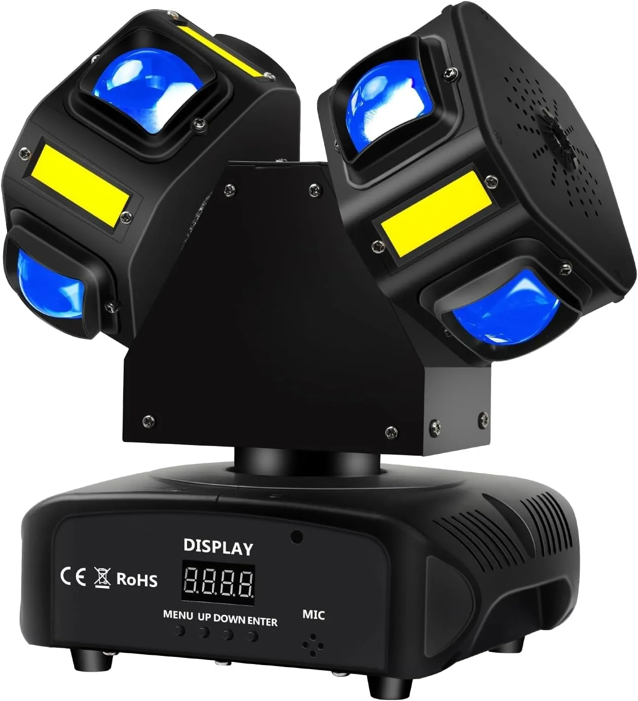 Moving Head Dj Light, Mini Dual-Head 10 Led Rgbw Beams, 10 Led Golden Strobe Sound-Activated Dmx 512 Stage Light, Suitable for Dj Ktv Disco Parties, Black