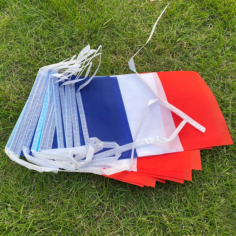 Aerlxemrbrae  20pcs/lot  france bunting flags 14x21cm  Pennant france String Banner Buntings Festival Party Holiday