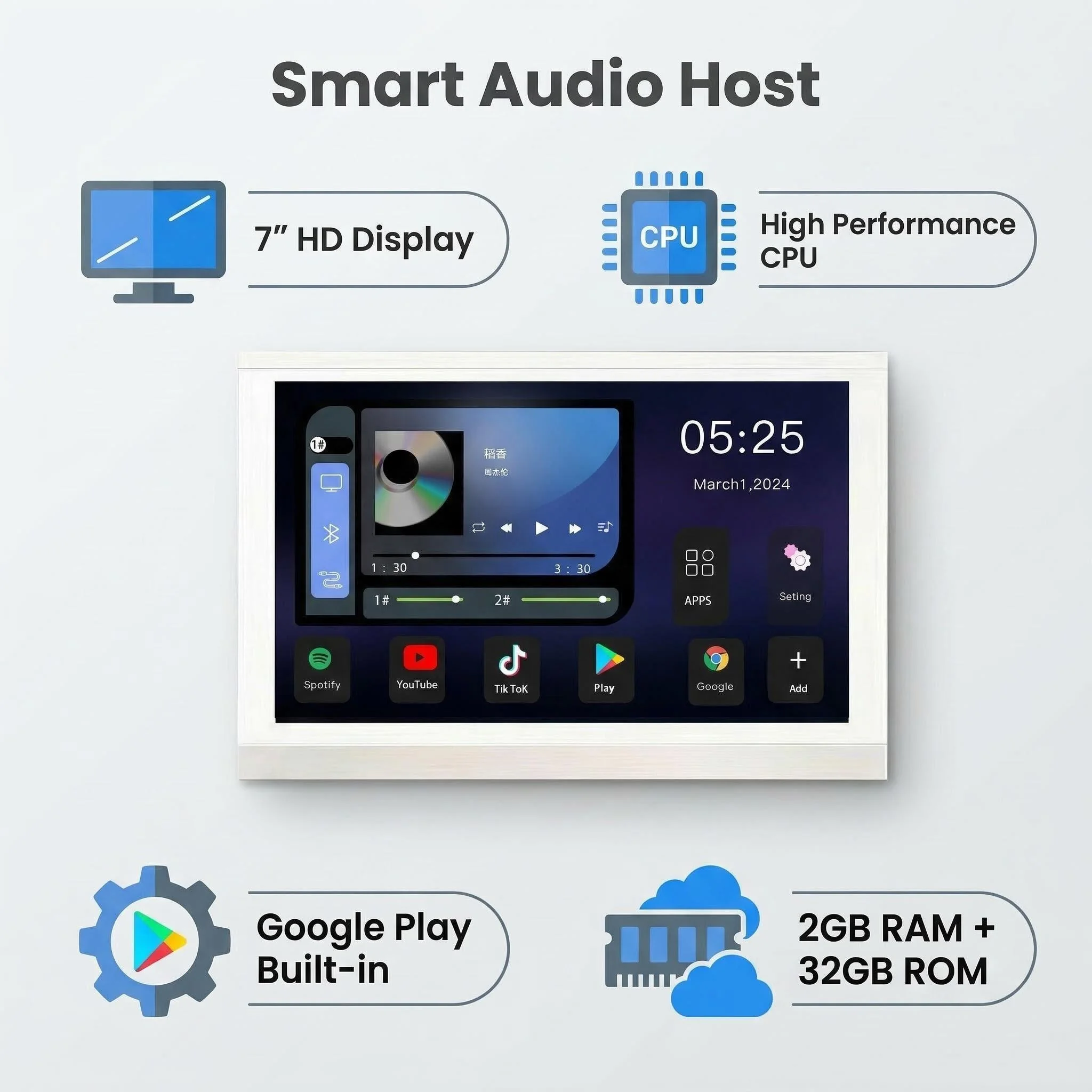 

Smart Control Android 11 240W 8Ohm WiFi Wireless Home Amplifier Automated Wall Speaker With Music For Home Use