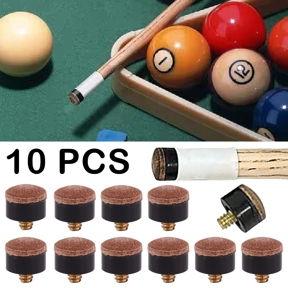 10Pcs 10/11/12/13MM Billiard Cue Tip Replacement Set Red Head for Pool Cue Tips Snooker Accessories Black 8 Pool Cue Tip
