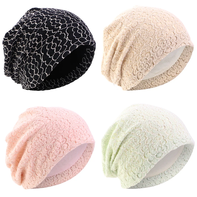 

Новые кружевные шапки унисекс с напуском Skullies, шапка-бини в стиле хип-хоп, шапка с ворсом, шапка для химиотерапии, тюрбан, мешковатая шапка для ухода за волосами, ночная шапка, пуловер, шапки